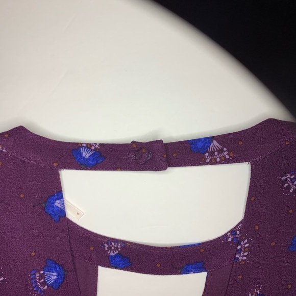 Free People Purple Blue Floral Long Sleeve Dress - Picture 5 of 6